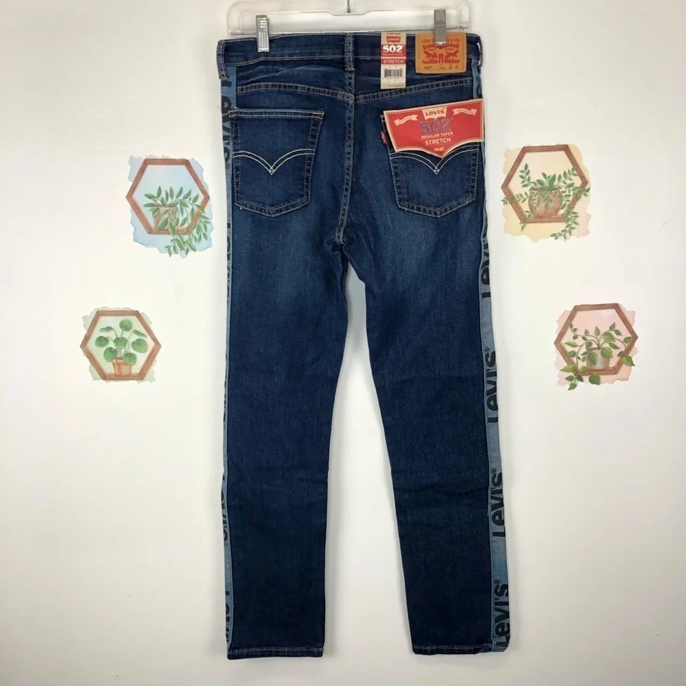 Levi’s girls jeans size 16 502 regular taper jeans side logo spell out - Picture 2 of 6